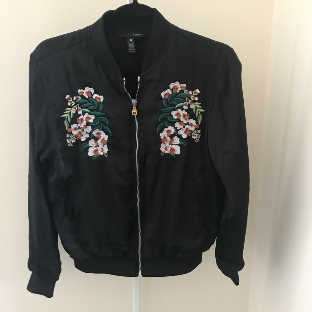 Aqua bomber jacket